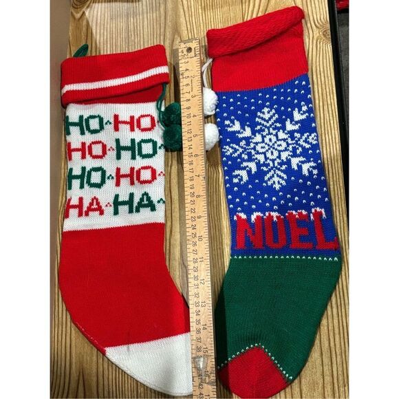 Kurt Adler Vintage Christmas Stockings-with Pom Pom-Lot of 2 FREE SHIP - Picture 4 of 7